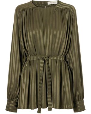 Giuliva Heritage Striped Silk-Jacquard Blouse - Green