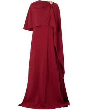 Oscar de la Renta Cape-Effect Georgette Gown - Red