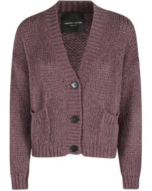 Roberto Collina Long-Sleeved Cardigan Sweater - Purple