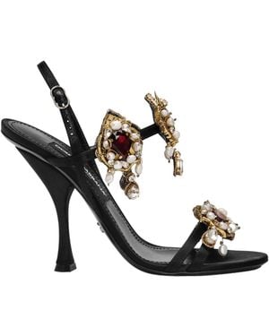 Dolce & Gabbana 105Mm Embellished Stiletto Sandals - Black