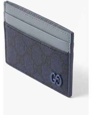 Gucci Dusty Trim Gg Card Case - Blue