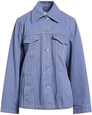 Ganni Colorful Striped Denim Jacket - Blue