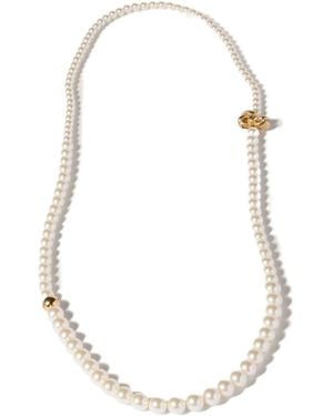 Miu Miu Metal And Pearl Necklace - White
