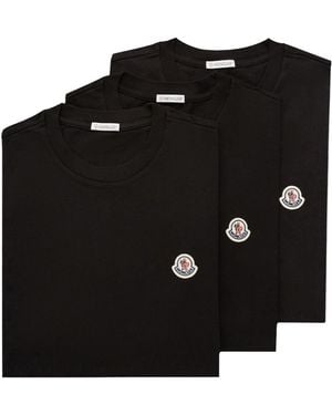 Moncler Logo Patch Three Pack Of T-Shirts - Black