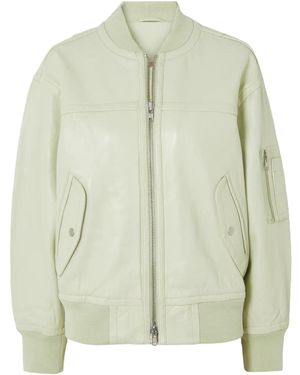 Stand Studio Leather Bomber Jacket - Green