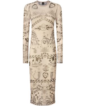 Pinko Aneletti Printed Tulle Dress - Natural