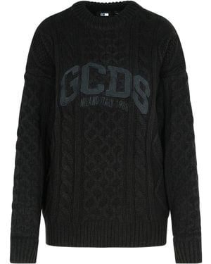 Gcds Logo Cable-Knit Jumper - Black