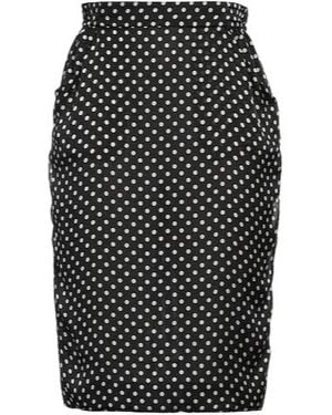 Saint Laurent Polka Dot Pencil Skirt - Black