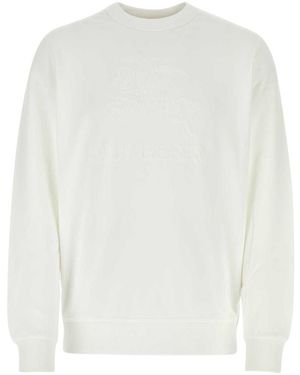 Burberry Logo Embroidered Crewneck Sweatshirt - White
