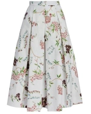 Erdem Floral-Pattern Midi Skirt - White