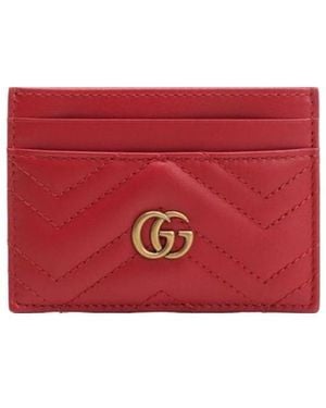 Gucci Gg Marmont Card Case - Red