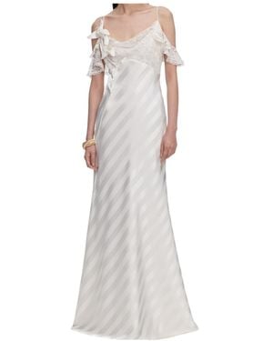 Self-Portrait Lace-Detail Striped Maxi Dress - White