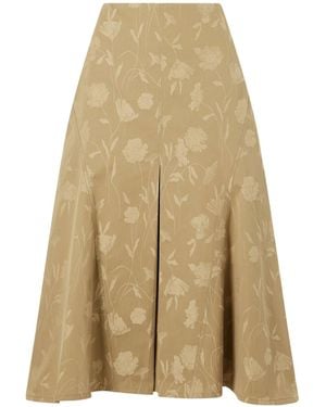 Erdem Poppy-Jacquard Fluted Skirt - Natural
