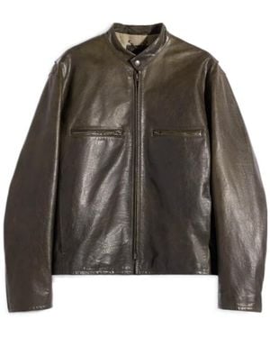 Lemaire Zip-Up Biker Jacket - Brown