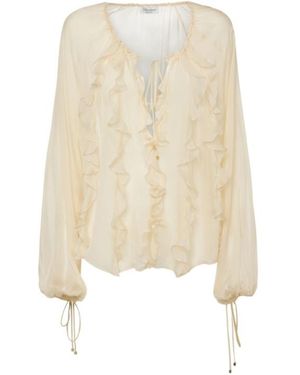 Blumarine Pleated Shirt - Natural
