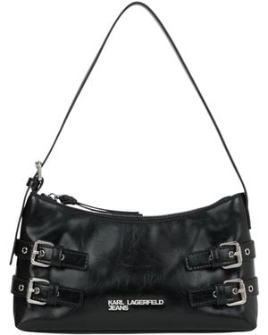 KARL LAGERFELD Buckle-Detail Shoulder Bag - Black