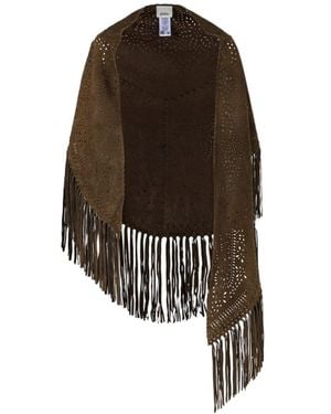Isabel Marant Perforated Fringed Cape - Brown