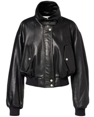 Nour Hammour Briar Leather Bomber Jacket - Black