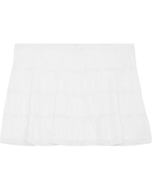 Celine Mini Skirt With Embroidered Trims - White
