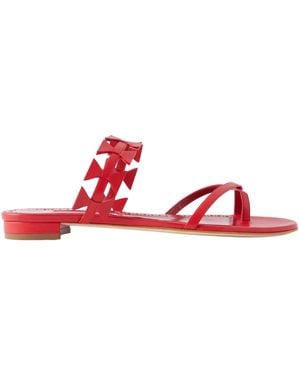 Manolo Blahnik Maura Leather Sandals - Red
