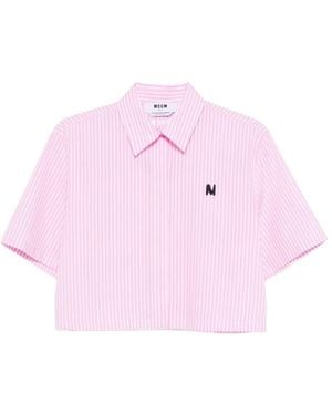 MSGM Striped Cropped Shirt - Pink