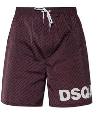 DSquared² Wide-Leg Swim Shorts - Purple
