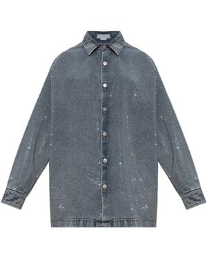 Stella McCartney Oversized Embellished Denim Shirt - Blue