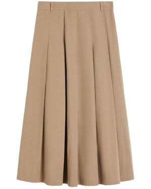 Weekend by Maxmara Gabardine Pleated Maxi Skirt - Natural