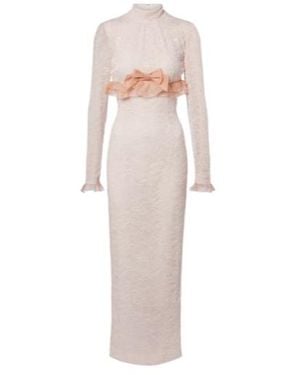 Alessandra Rich Bow-Detail Lace Gown - Pink