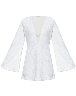 Oséree Paillettes Ring-Detail Mini Dress - White
