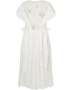 Simone Rocha Embellished Pleated Lace Midi Dress - White