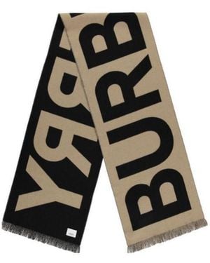 Burberry Color-Blocking Logo Scarf - White