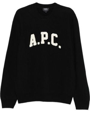 A.P.C. Logo Intarsia-Knit Pullover - Black