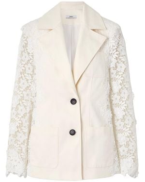 Safiyaa Cannis Cotton-Drill And Guipure-Lace Blazer - Natural