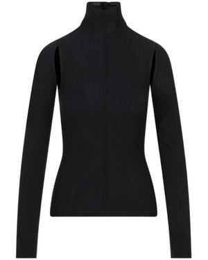 KHAITE Turtleneck Cut-Out Detailed Top - Black