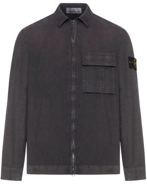 Stone Island Logo Patch Pocket Detail Shirt - Grey