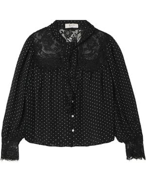 Sea Melody Long-Sleeve Blouse - Black