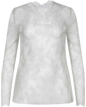 Alberta Ferretti See-Through Lace Top - White