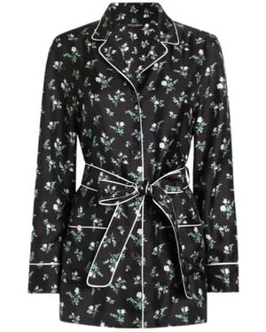 Dolce & Gabbana Silk Floral Belted Shirt - Black