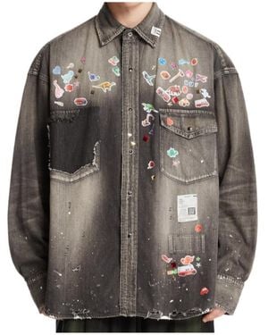 Maison Mihara Yasuhiro Long-Sleeve Denim Shirt - Grey