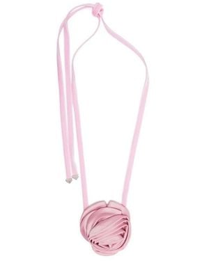 Prada Floral-Appliqué Triangle Logo Scarf - Pink