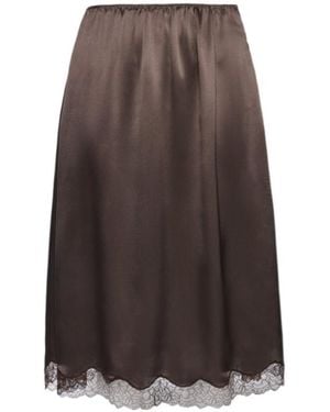 Magda Butrym Lace-Trim Slip Skirt - Brown
