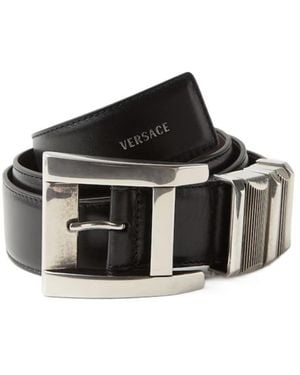 Versace Leather Belt 4 Cm - Black