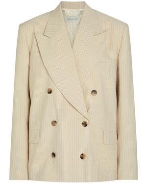 Dries Van Noten Pinstriped Double-Breasted Blazer - Natural