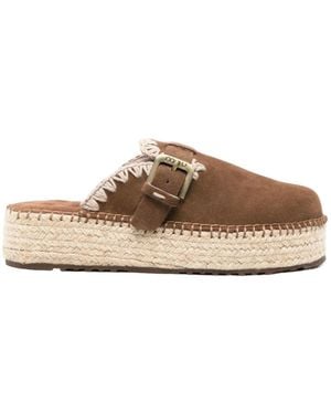 Mou Platform Buckle Clogs - Brown