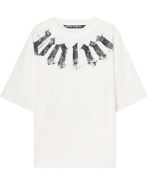 Palm Angels Big Neck Logo Loose Fit T-Shirt - White