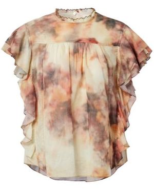 Isabel Marant Printed Ruffled Cotton Top - White