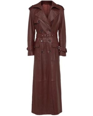 GIUSEPPE DI MORABITO Double-Breasted Leather Trench Coat - Purple