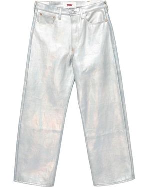 Junya Watanabe Foiled-Print Straight-Leg Jeans - White