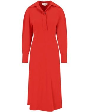 Victoria Beckham Long Sleeve Maxi Dress - Red